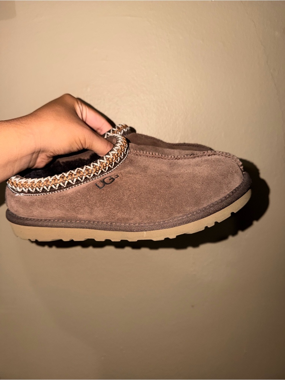 UGG Men's Chestnut Suede Slip-On Clog with Braided Trim